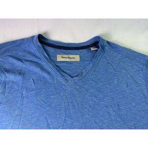 Tommy Bahama Mens Blue‎ V Neck T Shirt Short Sleeve 3XL Tencel Polyester Logo